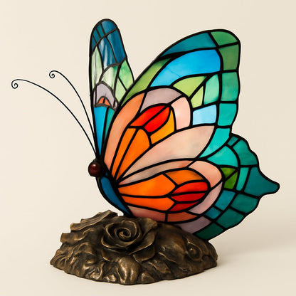 Lampe Tiffany Papillon en Verre et Métal