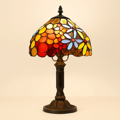 Lampe Tiffany Florale en Vitrail – Pied Métal Doré