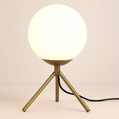 Lampe Boule sur Pied Trépied Doré et Globe en Verre