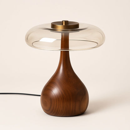 Lampe de chevet en bois massif et verre