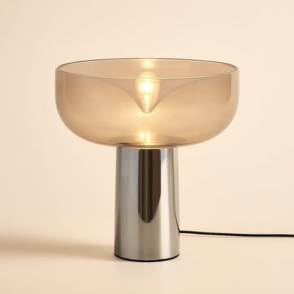 Lampe de chevet design en métal et pierre de verre