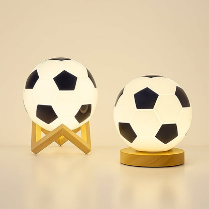 Lampe Ballon de Football en Verre et Bois