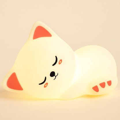 Veilleuse Chat en Silicone – 7 Couleurs, Tactile et Rechargeable
