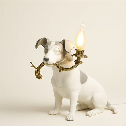 Lampe Chien en Résine – Sculpture Décorative Lumineuse