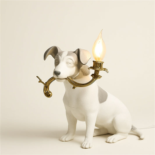 Lampe Chien en Résine – Sculpture Décorative Lumineuse