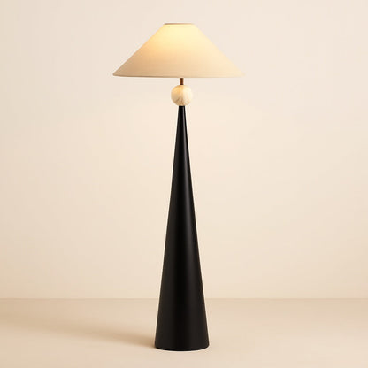 Lampadaire Japonais en Bois Massif et Abat-jour Tissu