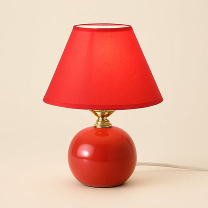 Lampe de chevet en céramique rouge et abat-jour tissu