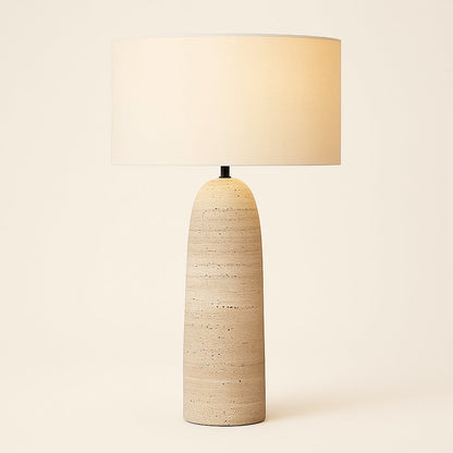 Lampe à pied en travertin naturel avec abat-jour en tissu