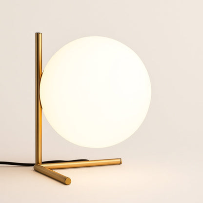 Lampe de Chevet Boule en Métal Doré et Verre