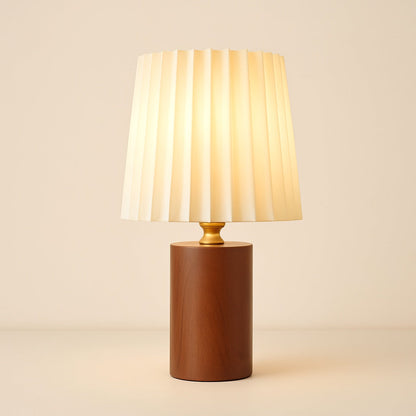 Lampe de Chevet en Bois et Abat-jour Blanc