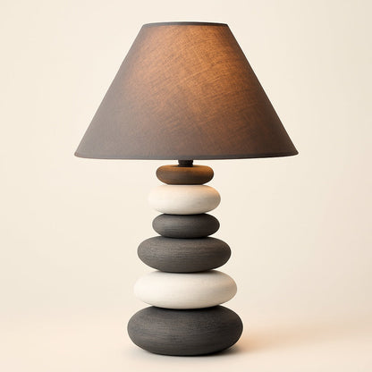 Lampe de Chevet Galet en Céramique et Tissu