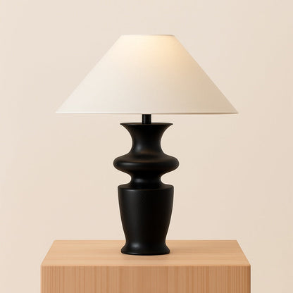 Lampe à poser en bois et tissu – Design épuré noir ou noyer