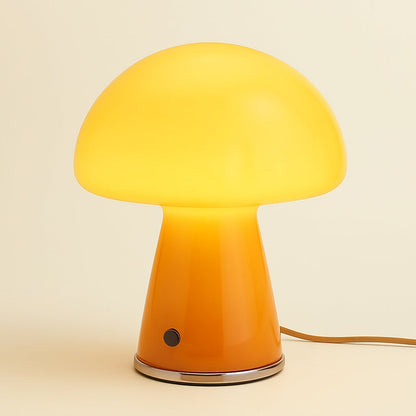 Lampe de chevet champignon en verre orange