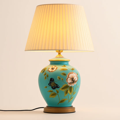 Lampe de Chevet Pied en Céramique Peinte à la Main