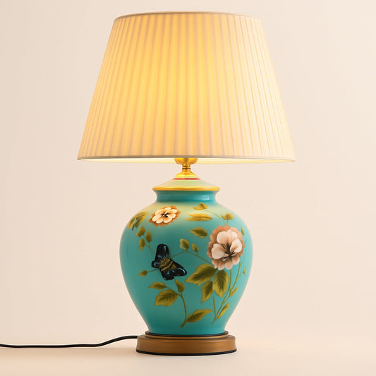 Lampe de Chevet Pied en Céramique Peinte à la Main