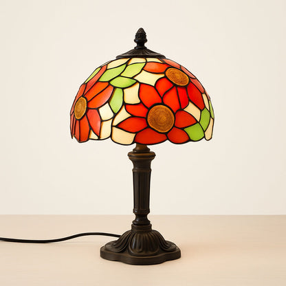 Lampe Tiffany artisanale – Abat-jour vitrail floral