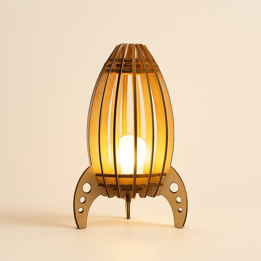 Lampe de Chevet Fusée en Bois pour Enfant