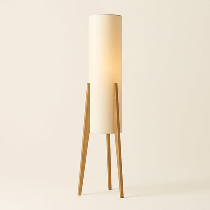 Lampe sur Pied Japonaise en Bois et Tissu