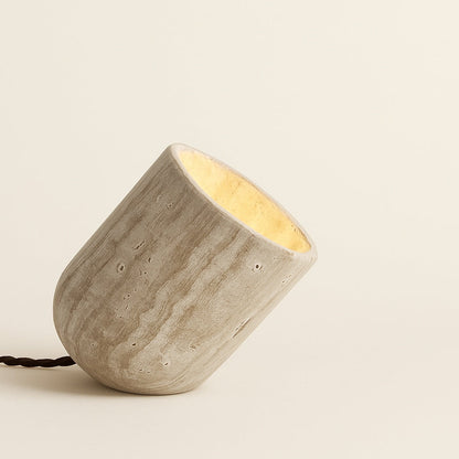 Lampe de chevet en travertin naturel et verre