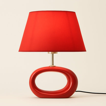 Lampe de Chevet Rouge en Céramique et Tissu