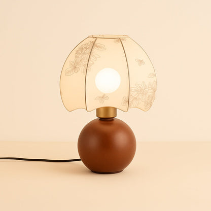 Lampe de chevet vintage en bois et abat-jour tissu