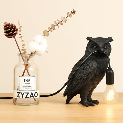Lampe de chevet Hibou en résine noire