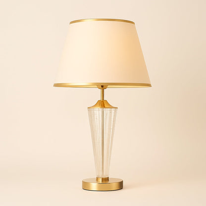 Lampe de Chevet en Verre et Tissu – Finitions Dorées