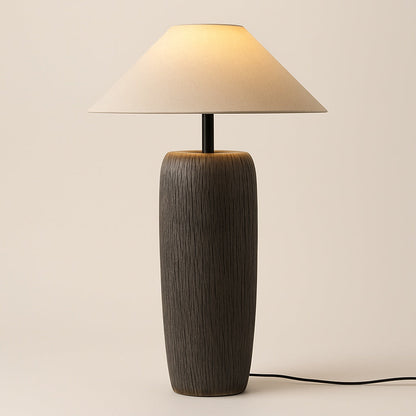 Lampadaire Style Japonais en Céramique et Tissu