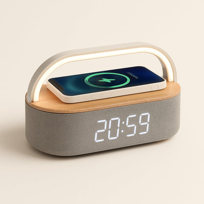 Lampe de Chevet Connectée avec Enceinte Bluetooth et Chargeur Induction