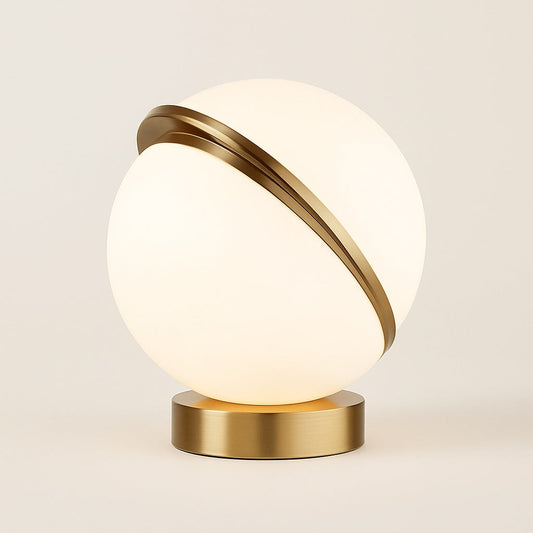 Lampe Boule à Poser – Design Sphérique et Anneau Doré