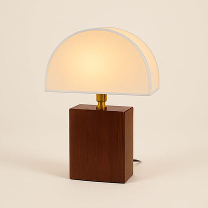 Lampe de chevet champignon en bois et tissu