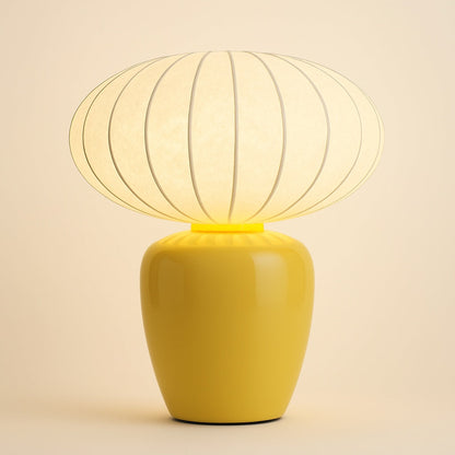 Lampe à Poser en Céramique – Pied Coloré et Abat-jour Tissu