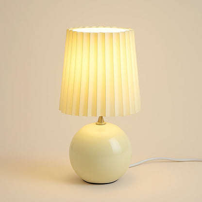 Lampe de chevet céramique avec abat-jour plissé – Blanc