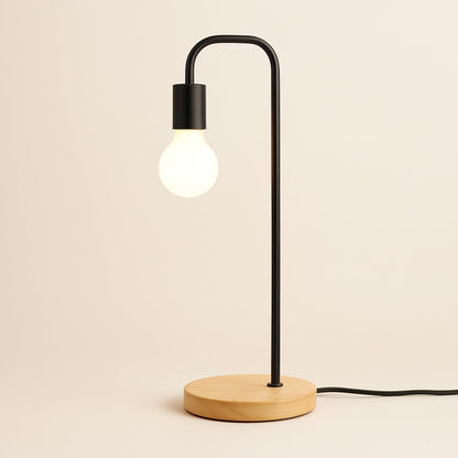 Lampe de chevet bois et métal noir – Style industriel