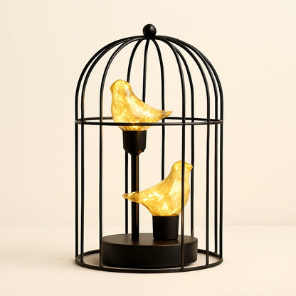 Lampe Cage à Oiseaux en Métal Noir – Lumière Décorative