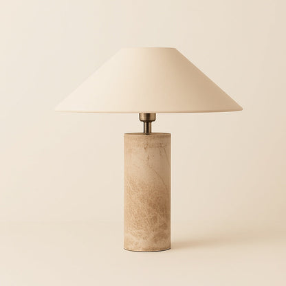 Lampe de chevet pied en marbre naturel et abat-jour coton lin