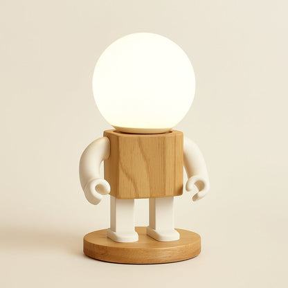 Lampe de chevet Robot en Bois – Déco Chambre Enfant