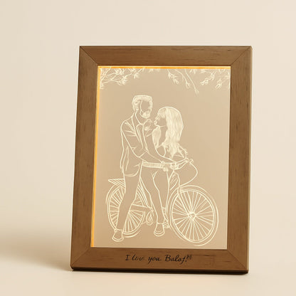 Lampe Photo Personnalisée en Bois et Acrylique