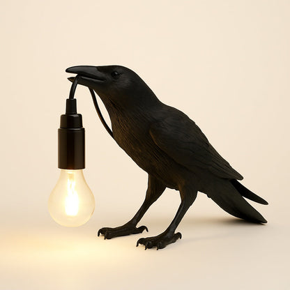Lampe Corbeau en Résine – Modèle à Poser ou Mural