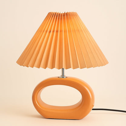 Lampe de Chevet Céramique Orange – Abat-jour Tissu Plissé