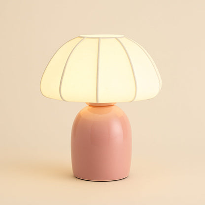 Lampe à Poser en Céramique et Abat-jour Tissu