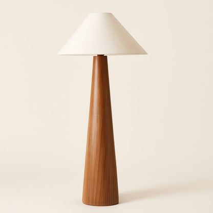 Lampadaire en Bois Massif et Tissu – Design Épuré