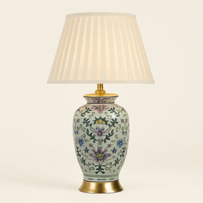 Lampe de Chevet Céramique Vintage à Motifs Floraux