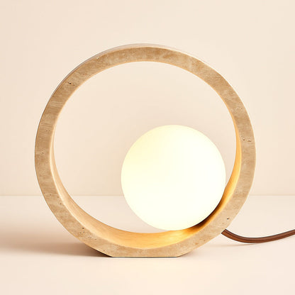 Lampe à Poser en Travertin et Verre