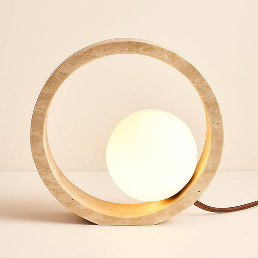 Lampe à Poser en Travertin et Verre