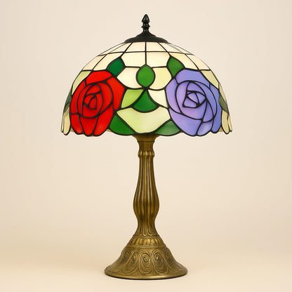 Lampe Tiffany Vintage à Rosaces en Vitrail Coloré