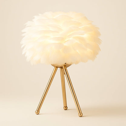 Lampe de Chevet en Plumes d'Oie – Pied Métal Doré