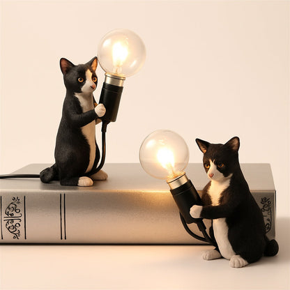Lampe de chevet Chat en résine – Noir, Blanc ou Roux