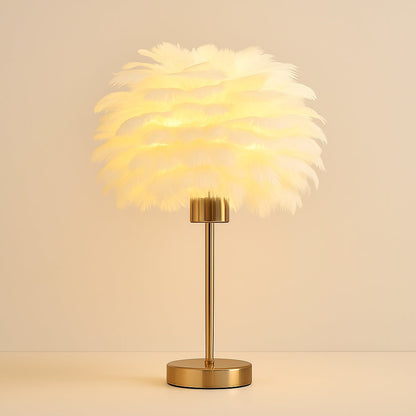 Lampe de Chevet en Plumes avec Pied en Métal