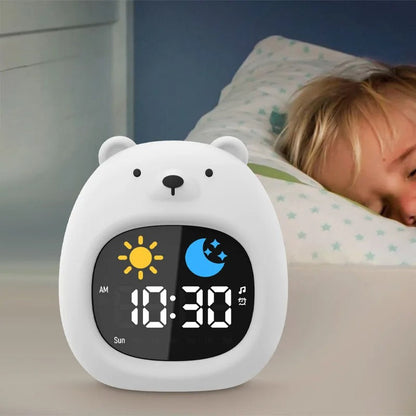 Réveil Veilleuse Enfant avec Sons Apaisants et Lumière RGB